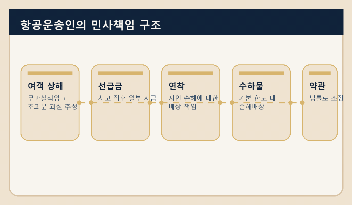 항공운송인의 민사책임 구조를 시각화한 삽화